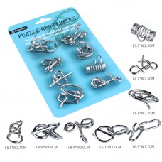 IQ Collection 8PCS Metal Wire Shape Puzzle Set Interlock Game for Children Adults 